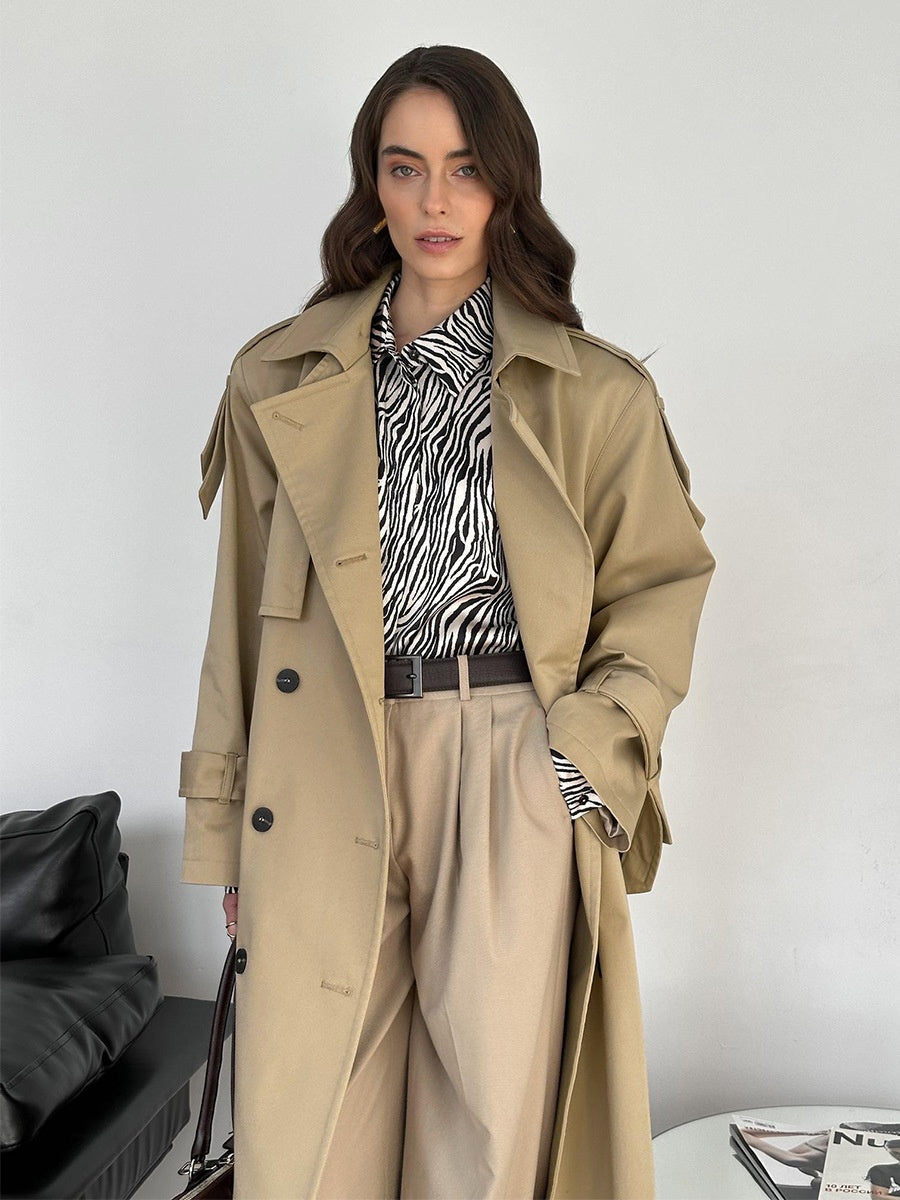 Pure Cotton Retro Loose Belted Trench Coat