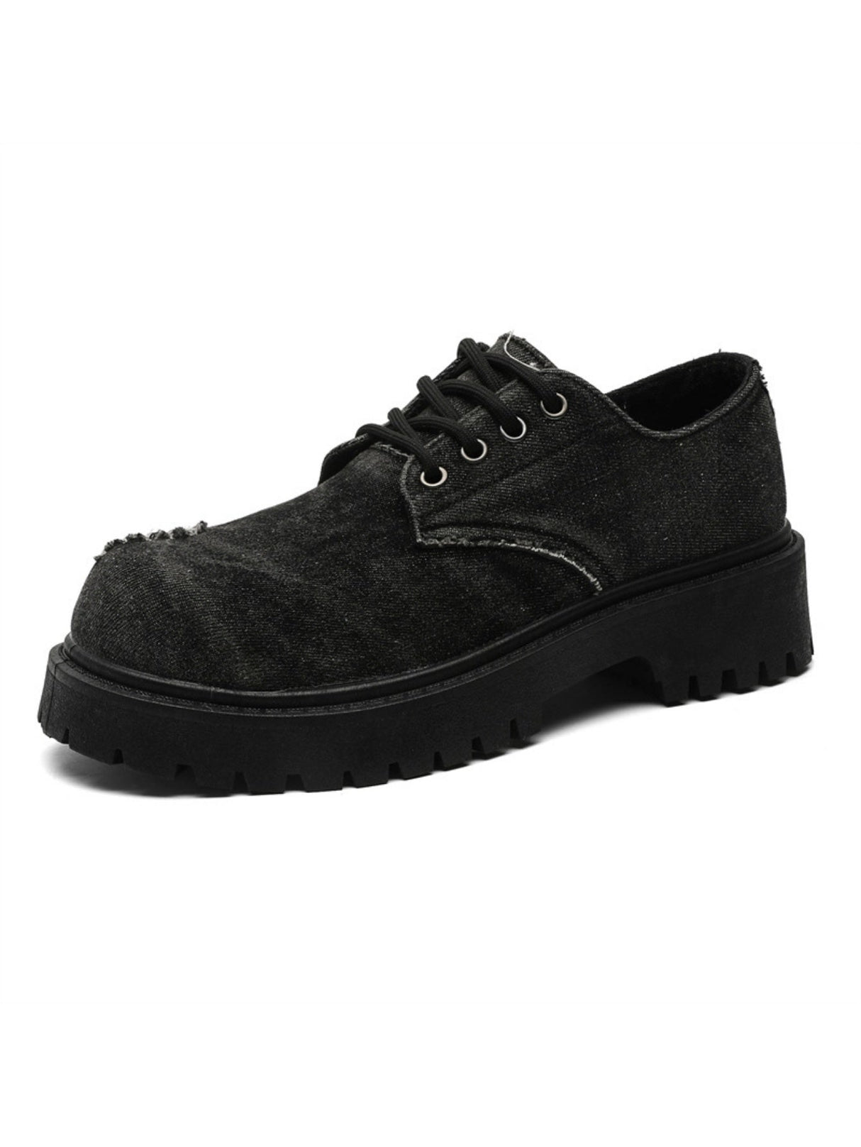 Derby-Schuhe aus zerrissenem Denim