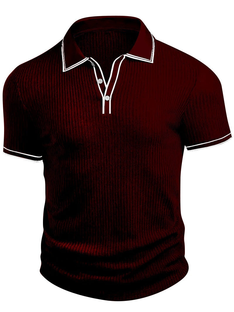 Color Matching Stripes Polo Shirt