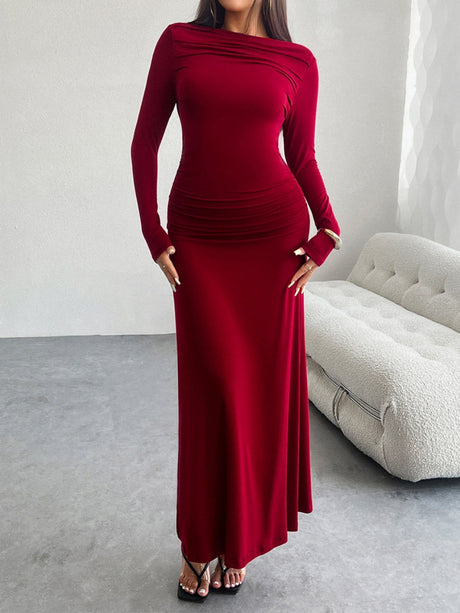 Liber Autumn Women's Solid Color Midi Dresses