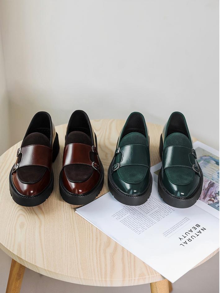 Patchwork Platform Slip-on Loafers