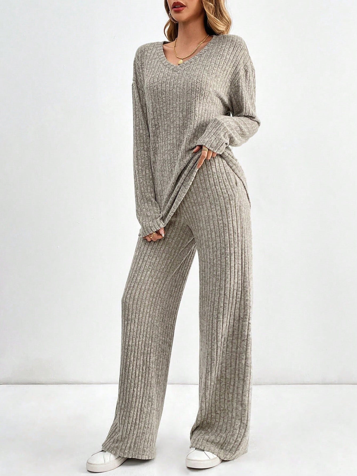 Liber Spring Women's Splicing Solid Color 2-piece Sets