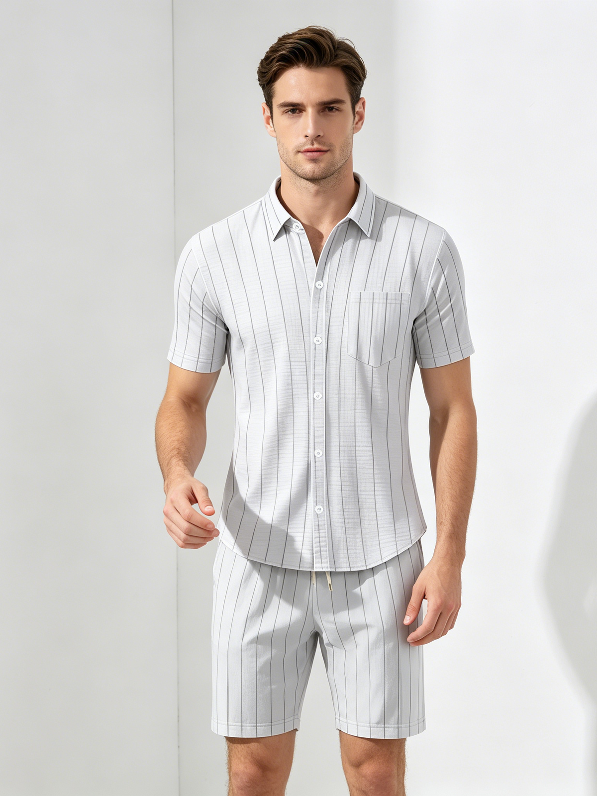 Flax Stripes Loose-fit Beach Set 2-piece Sets