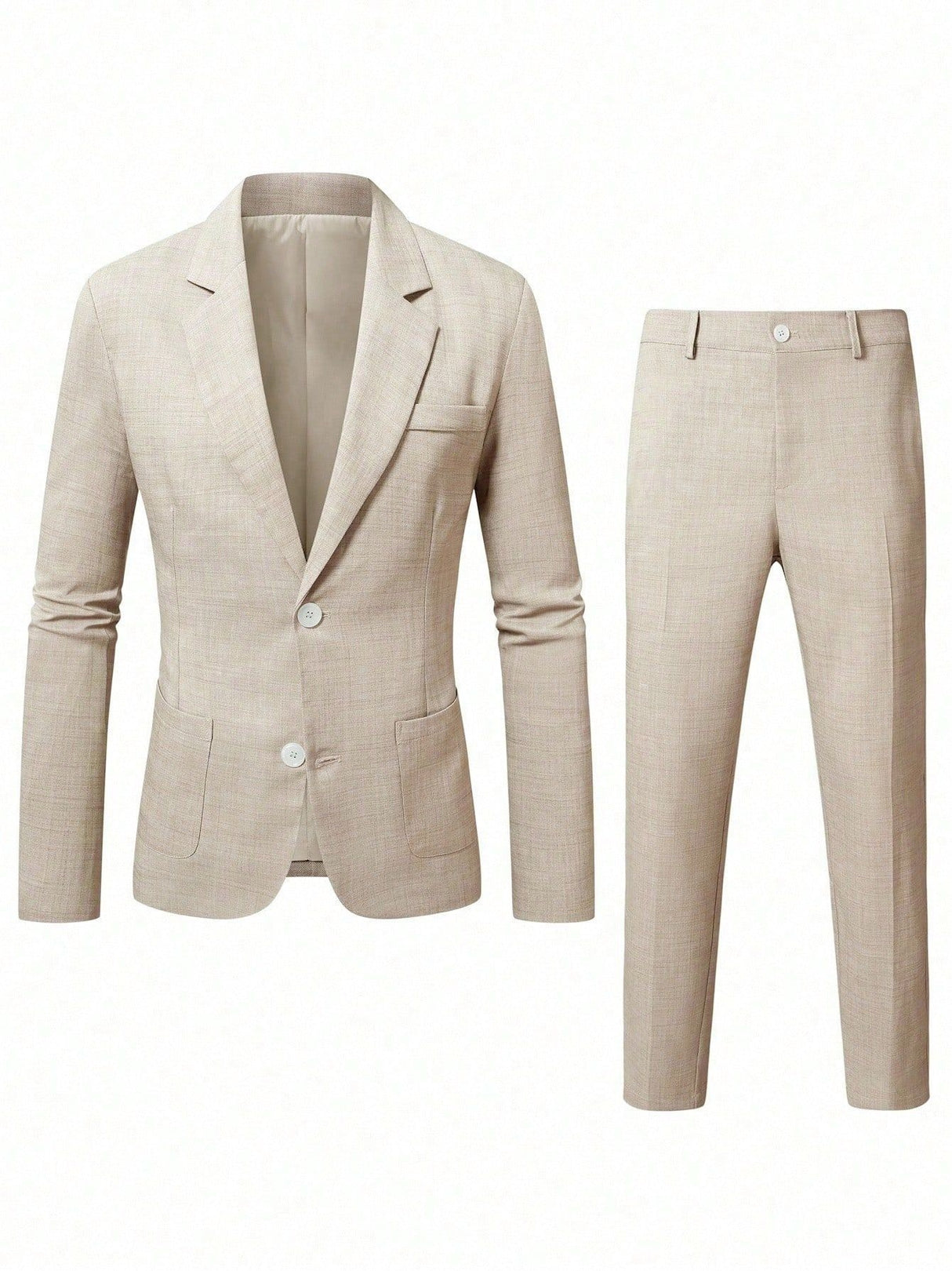Solid Color Business Dinner Wedding Suit 2-piece Sets Set
