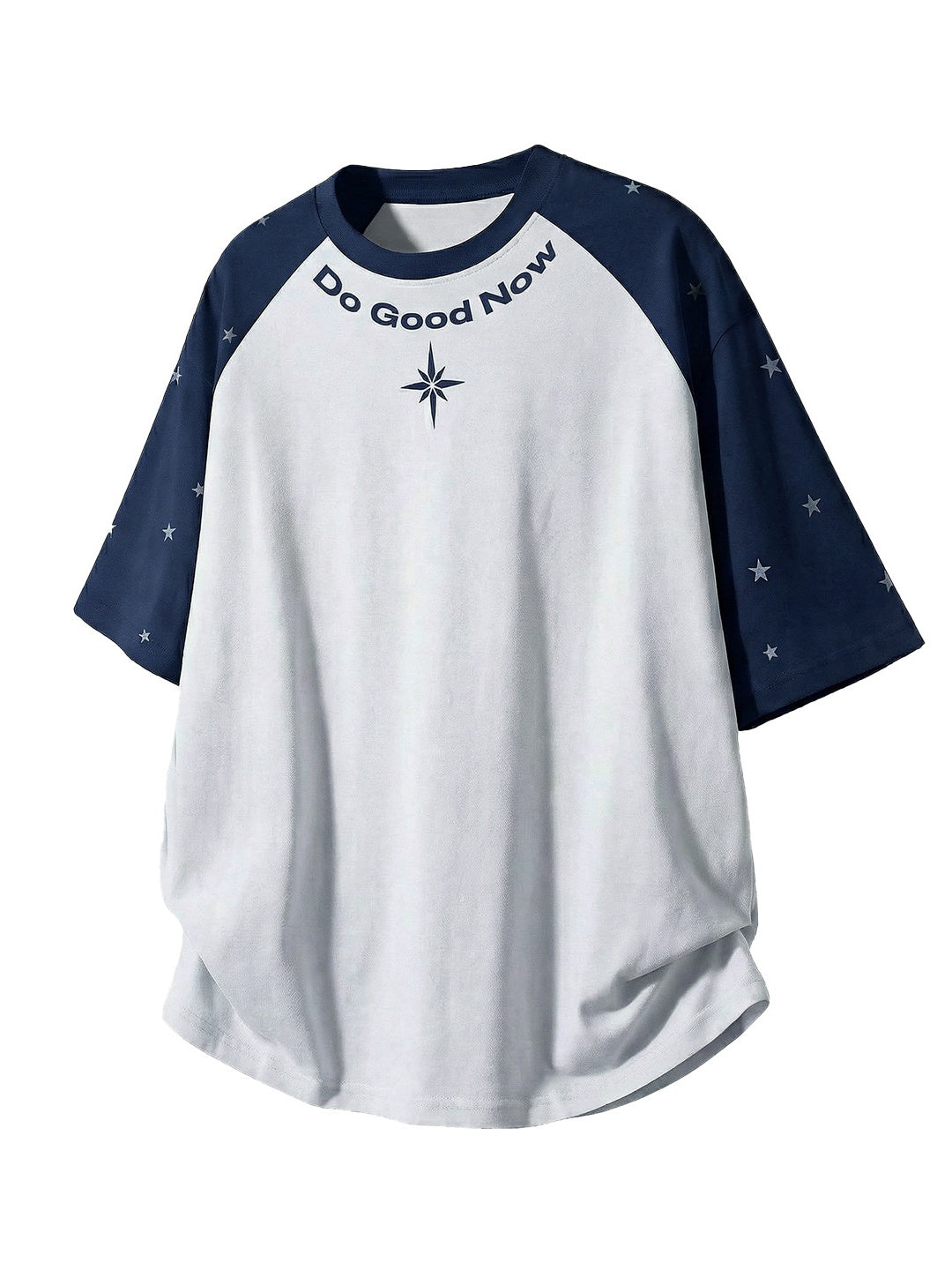 Color-blocked Star Letter Printed T-shirts