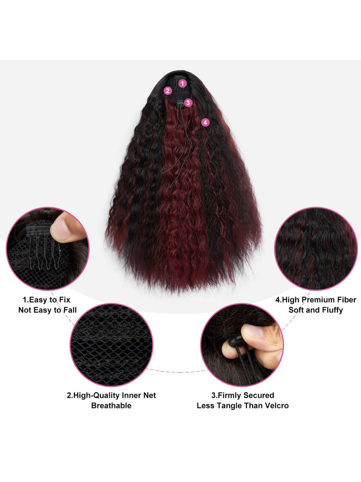 Small Curly Ponytail Synthetic Fiber Drawstring Braid High-temperature Silk Wig