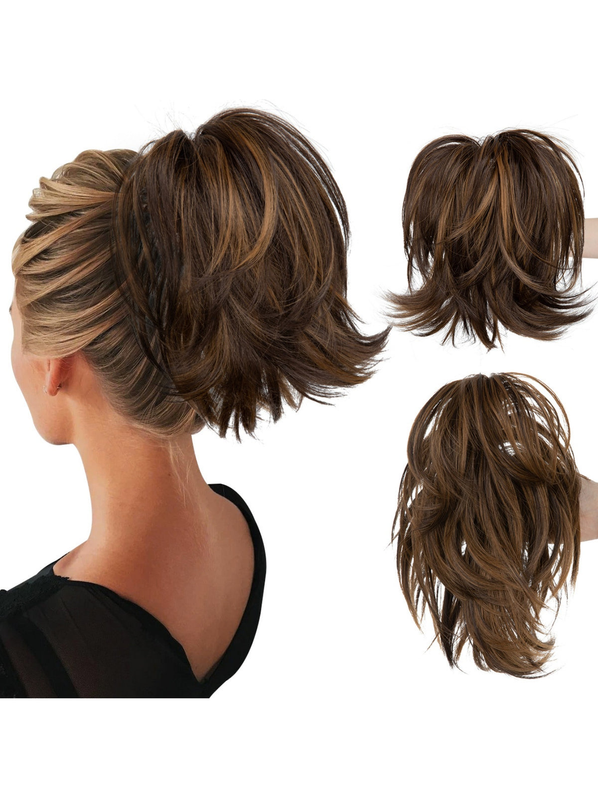 Short, Curled Ponytail Wig With Clip