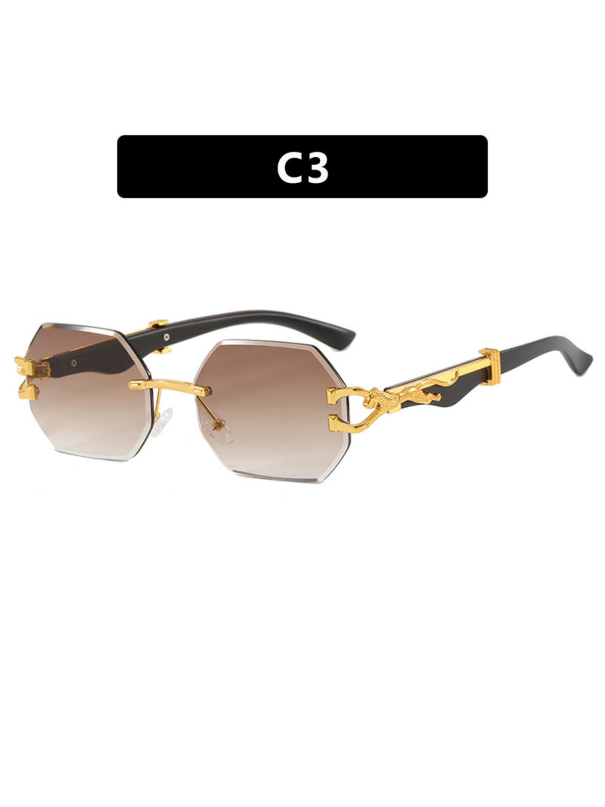 Metal Frameless Polygonal Sunglasses