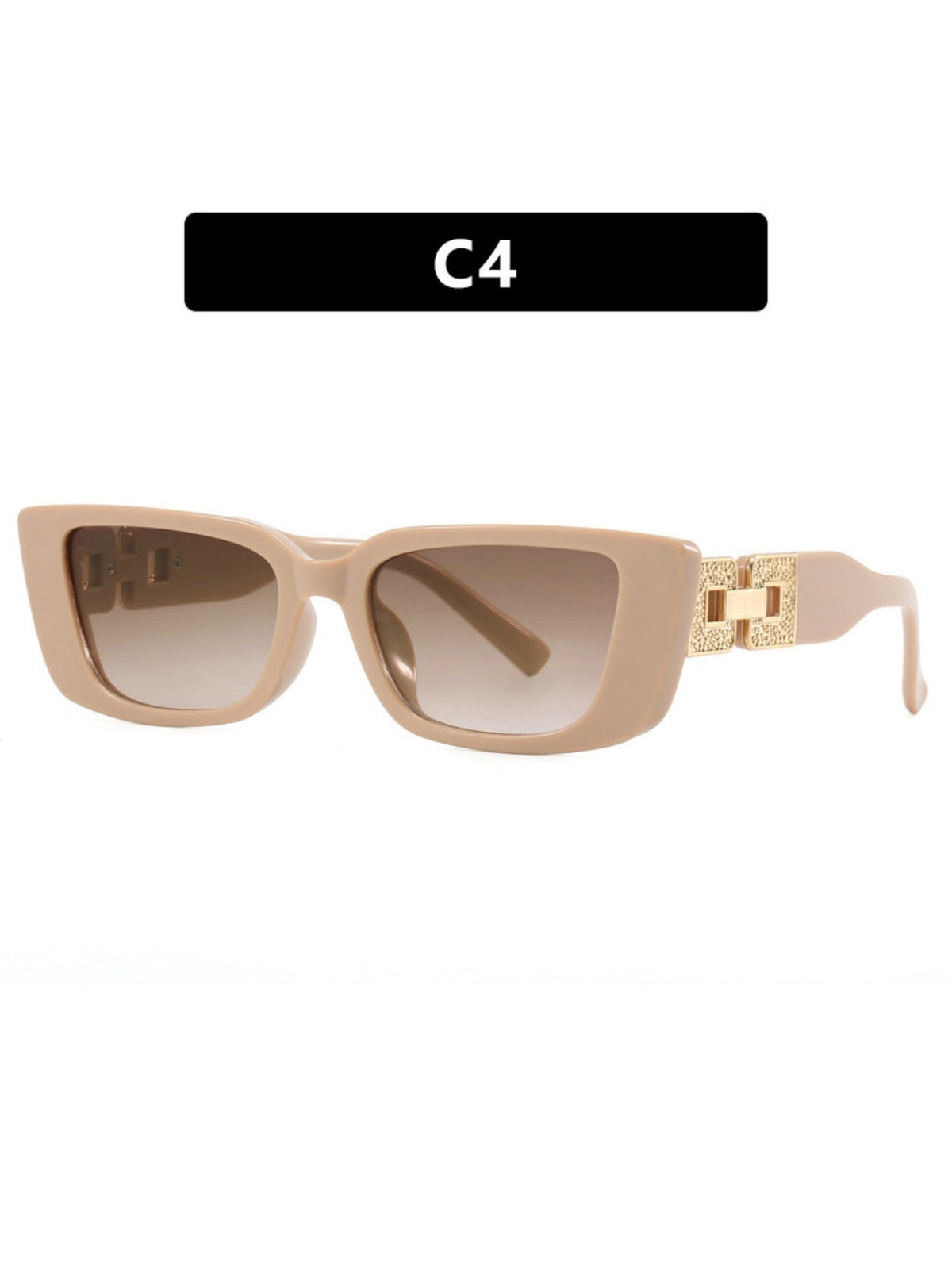 Lunettes de soleil à monture étroite et branches en chaîne