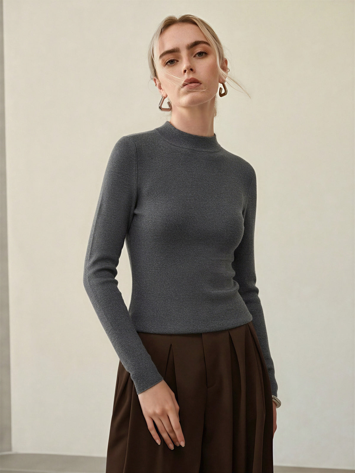 100% Merino Cotton & Wool Seamless Turtleneck Sweater