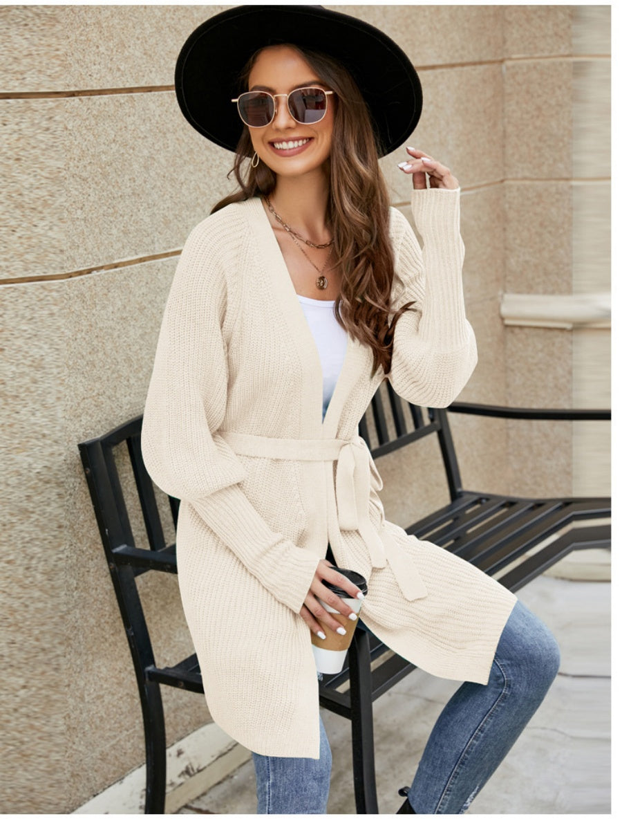 Liber Autumn Women's Plain stitch Mid-length Cardigans Coat