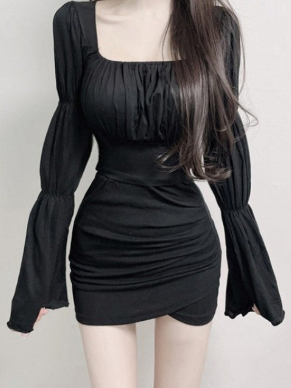 Slimming Pleated High-waisted Pencil Skirt