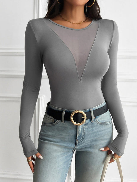 Simplicity Perspective Solid Color Long Sleeve T-shirts