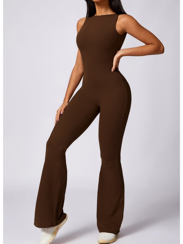 Backless Wide-leg High Elastic Waist Slimming And Shaping Yoga Fitness Outdoor Jumpsuits/pants