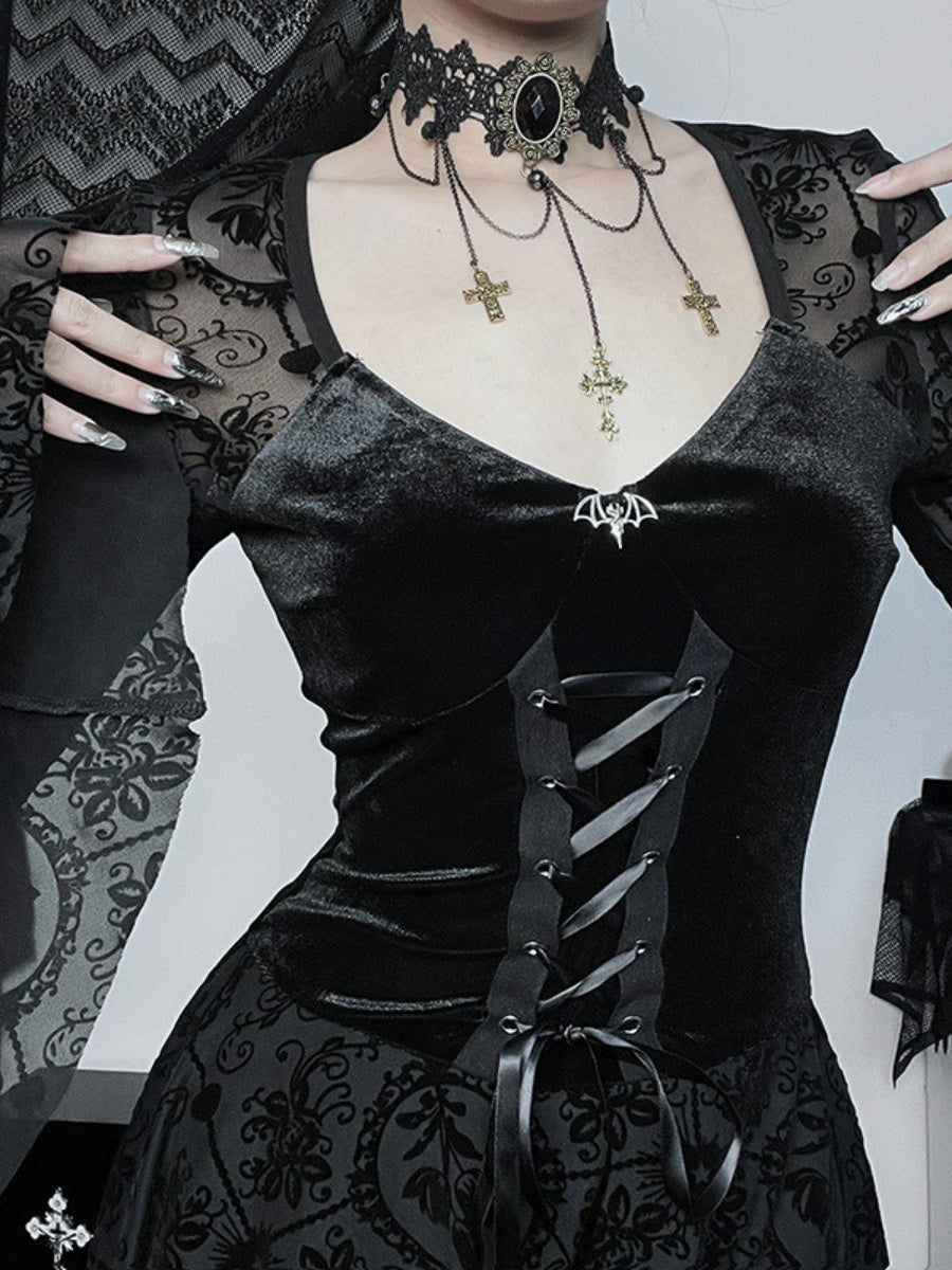 Batman Plants And Flowers Bandage Dark Style Flocking Mini&Short Dresses