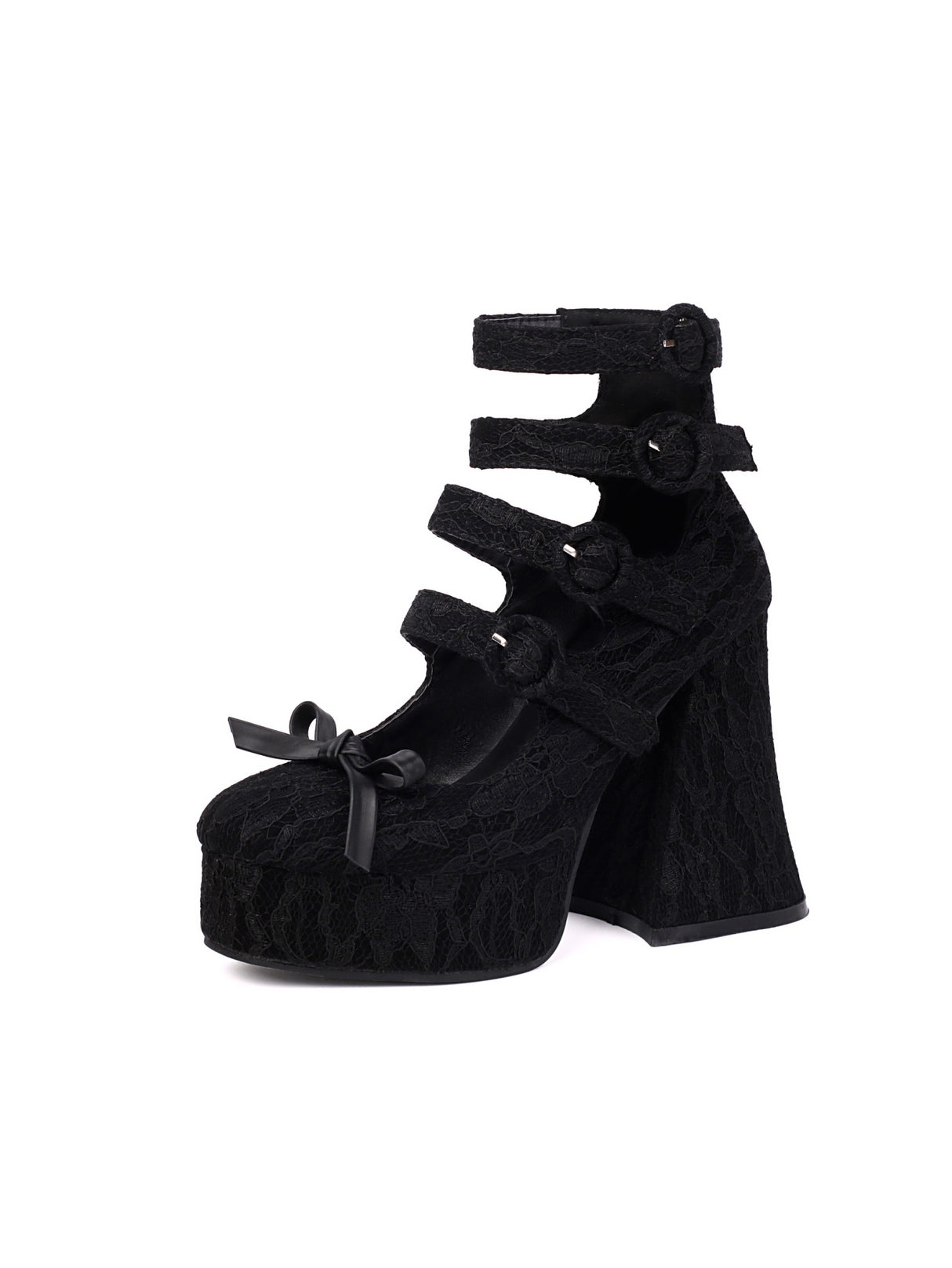 Lace Platform Buckle Mary Jane Shoes