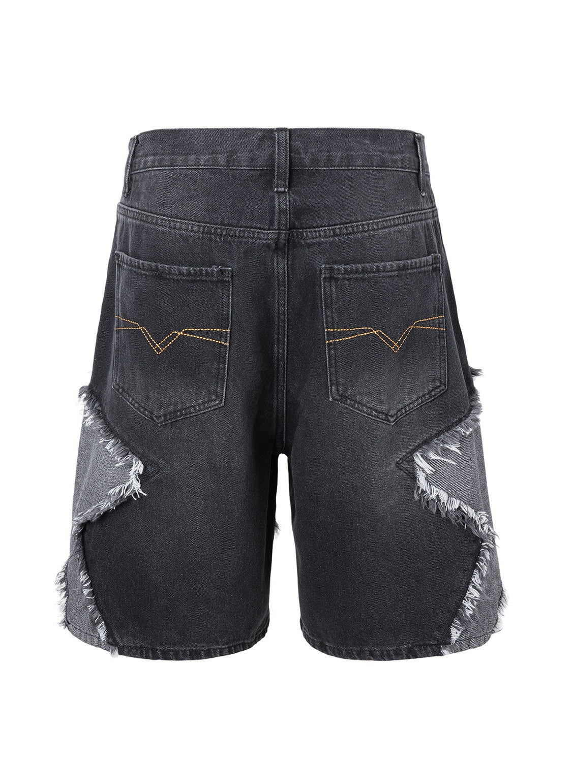 Five-pointed Star Patchwork Loose-fit Straight-fit Denim Mid-length Pants Shorts