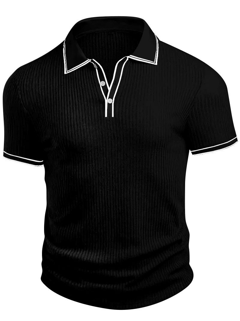 Color Matching Stripes Polo Shirt