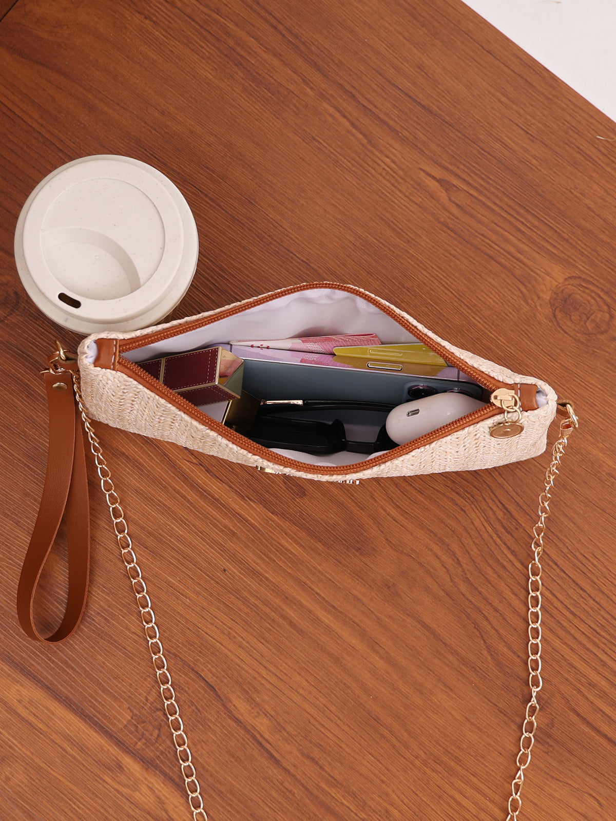Solid Color Vacation Straw Crossbody Bag