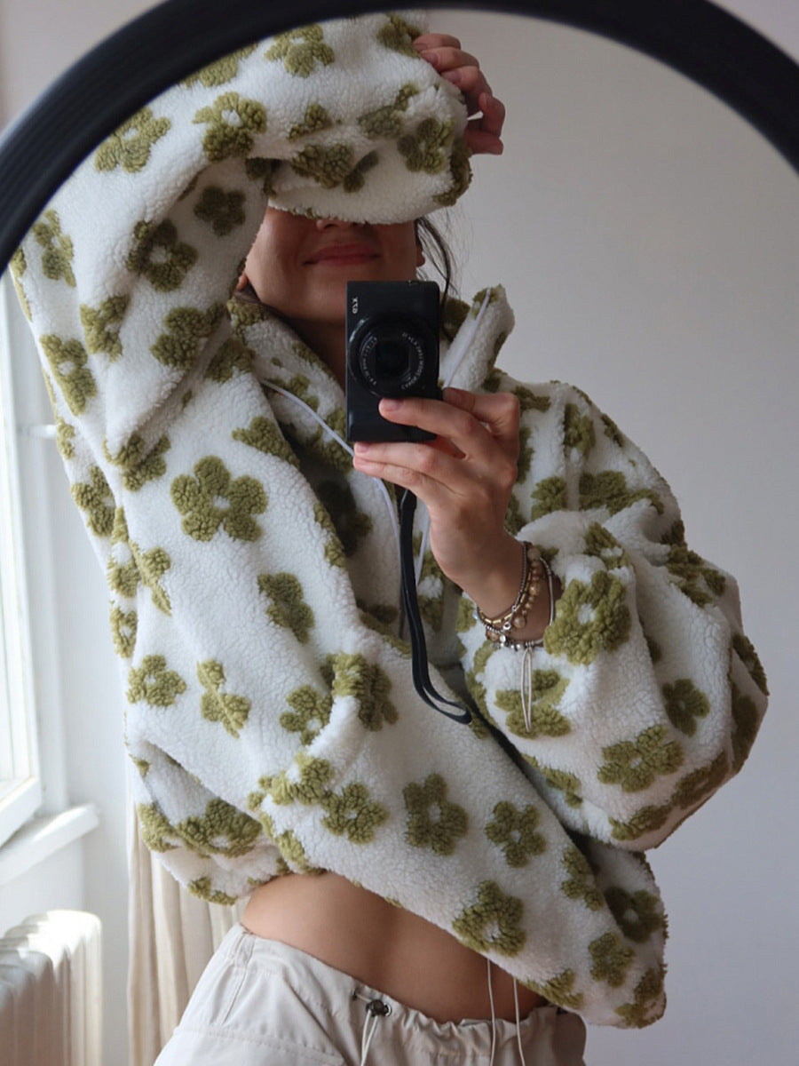 Fleece Floral Fashion Warm Fleece Sweatshirt