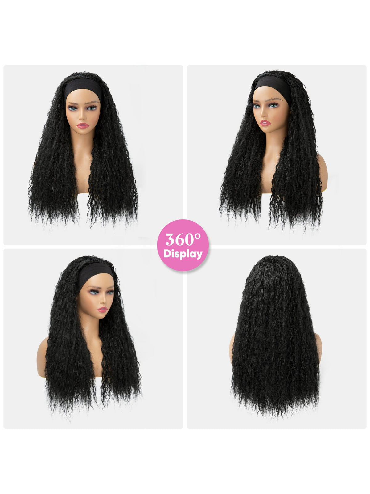 Long Curly Wool Hair With Half-head Wig Made Of Synthetic Fibers