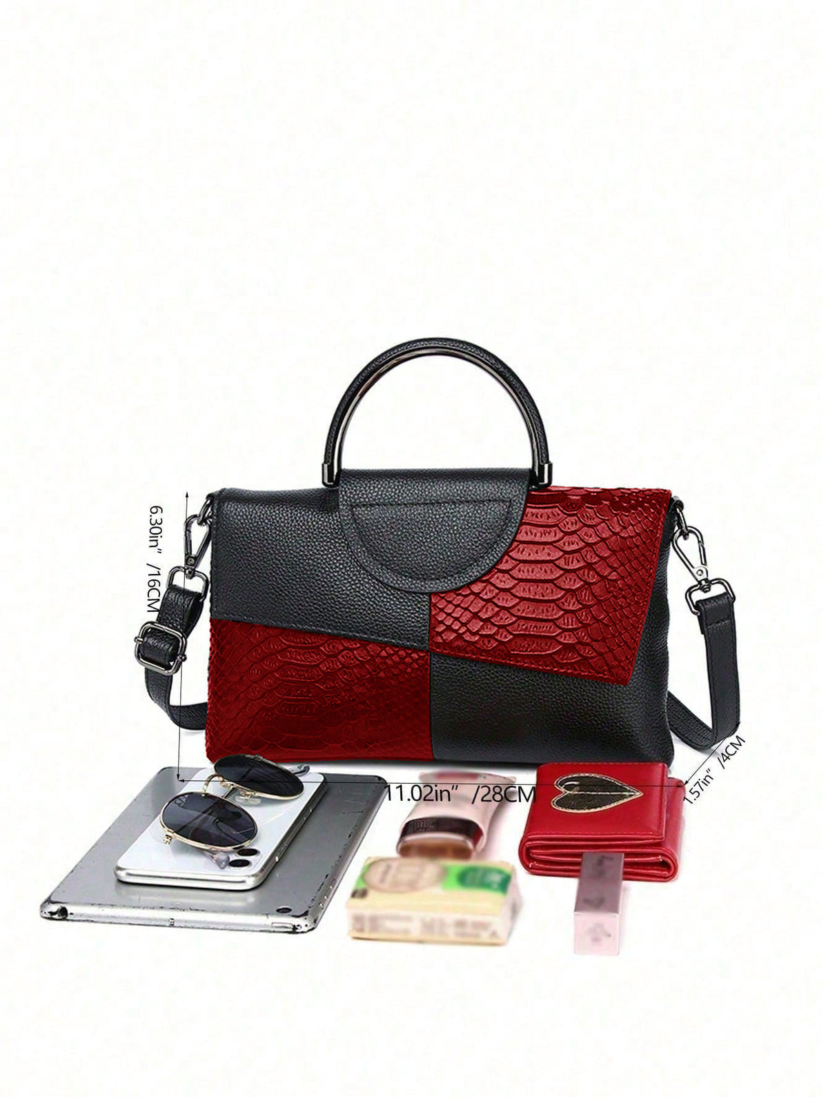 Snake-print Color-block Clutch/crossbody Bag