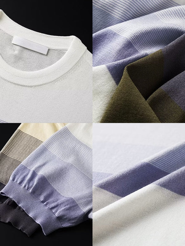 Gradient Stripes Color Matching Slim-fit T-shirts
