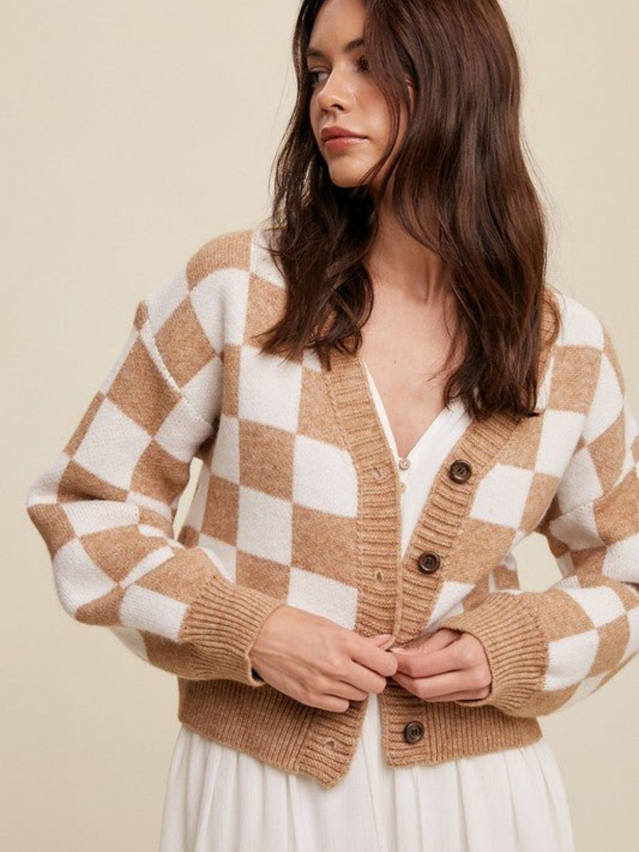 Plaid Contrasting colors Short Cardigans