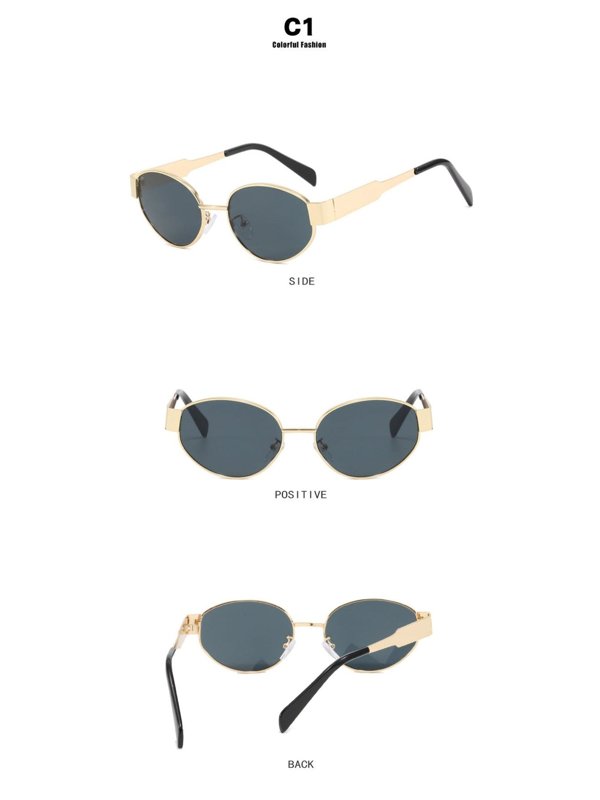 Retro-Sonnenbrille aus Metall, oval