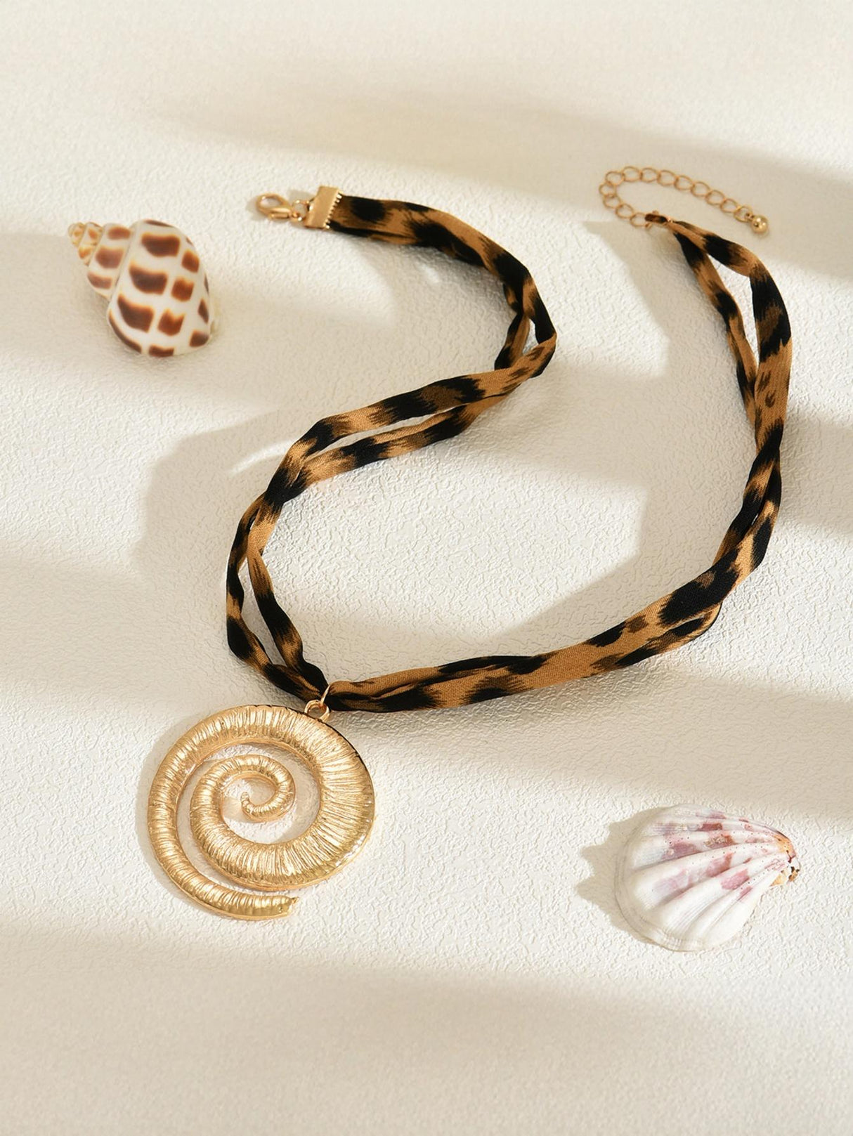 Leopard Print Seashell Starfish Necklace
