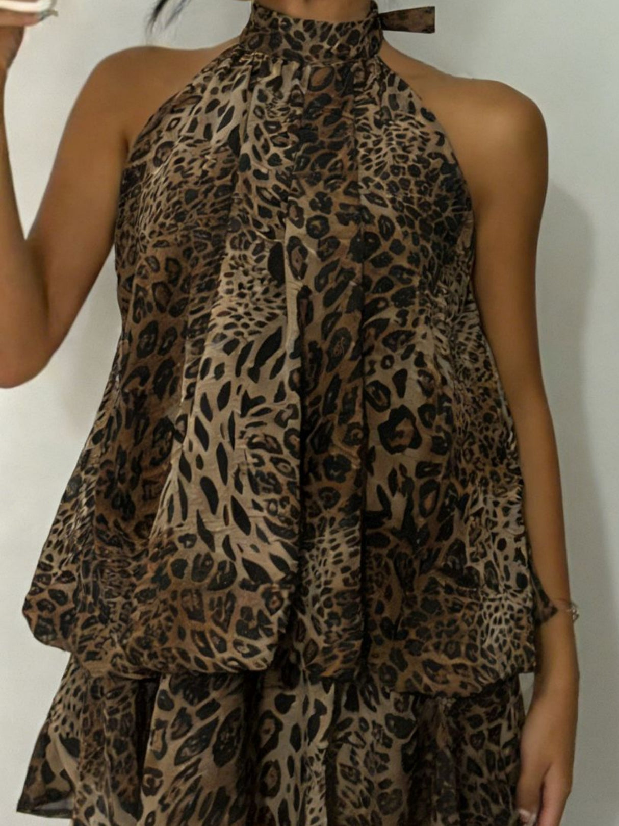 Chiffon Ruffle Halter Neck And Backless Mini&Short Dresses