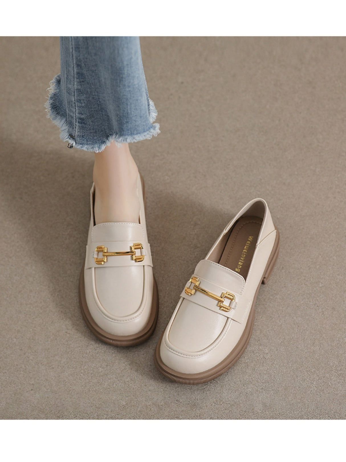 Liber Spring and Autumn Thick-soled Metal Buckle Women's Loafers