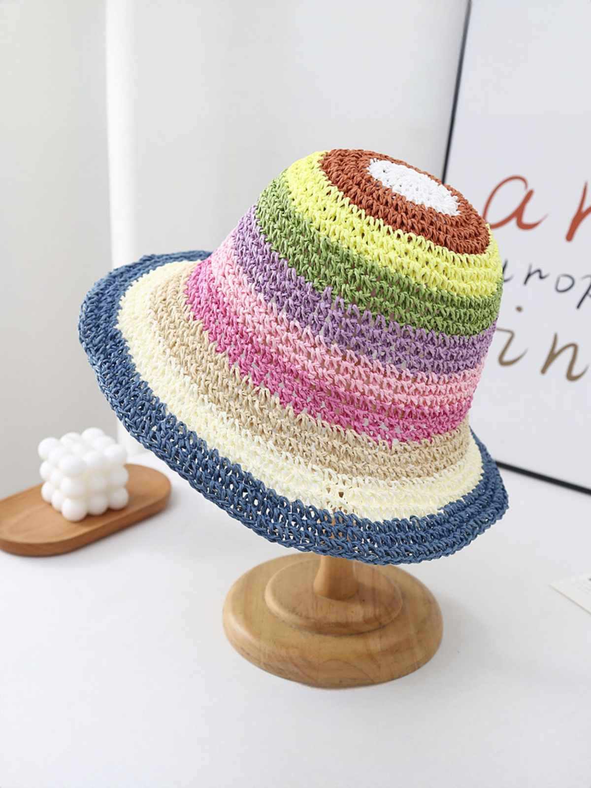 Rainbow Woven Straw Hat