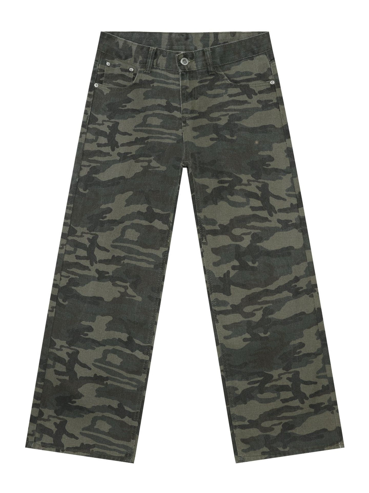 Camouflage Ins Loose-fit Straight-fit Wide-leg Jeans