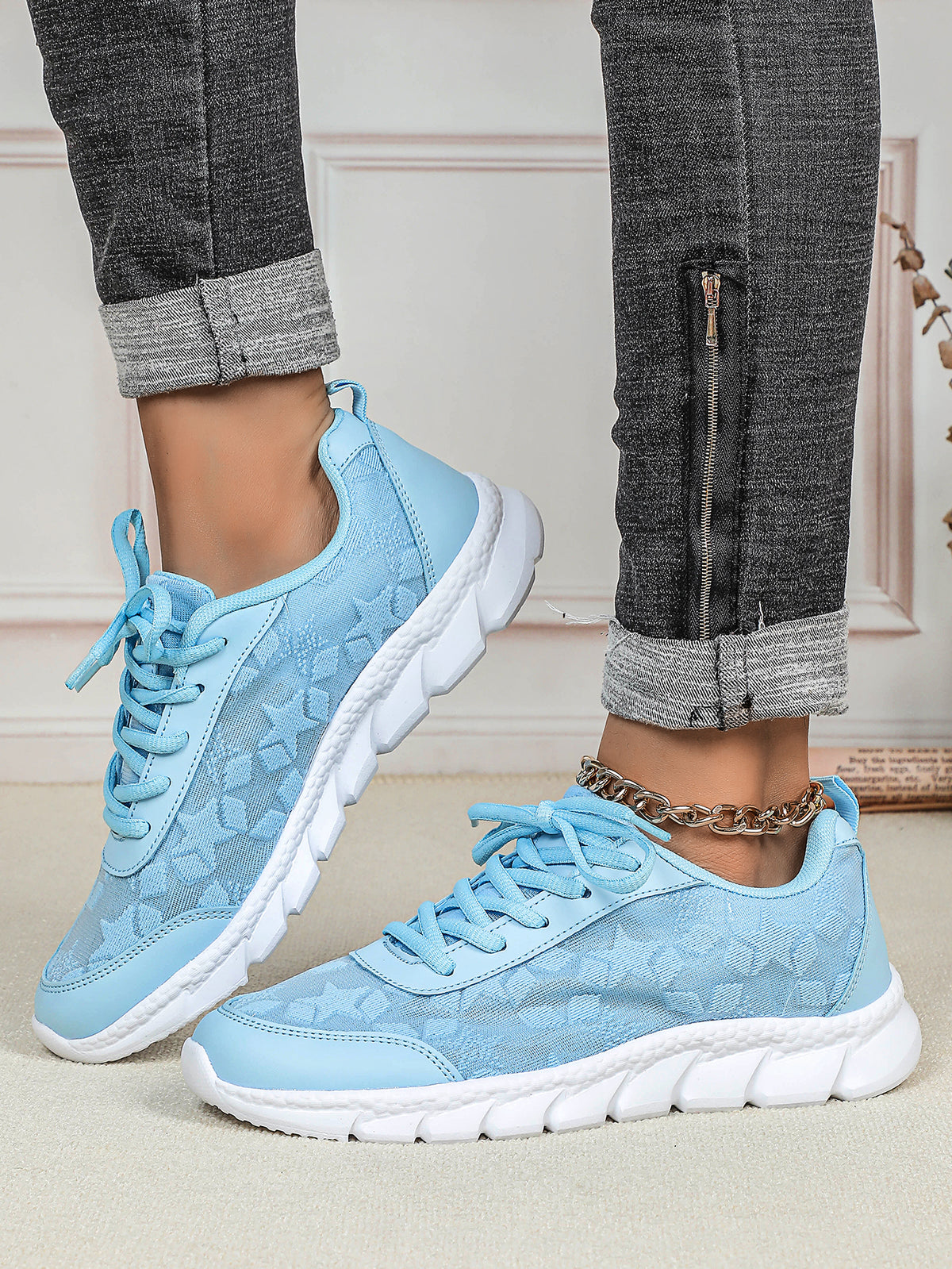 Floral Mesh Women's Casual Sneakers