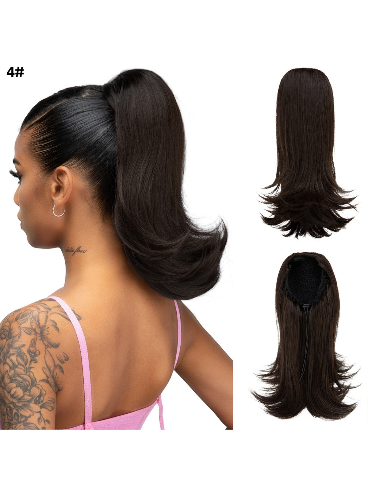 Slightly Curled Short Hair With Drawstring Ponytail, Made Of Synthetic High-temperature Silk Wig