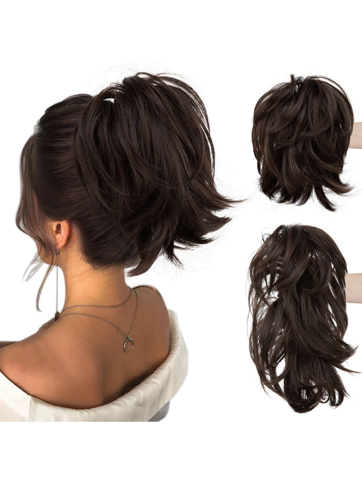 Short, Curled Ponytail Wig With Clip