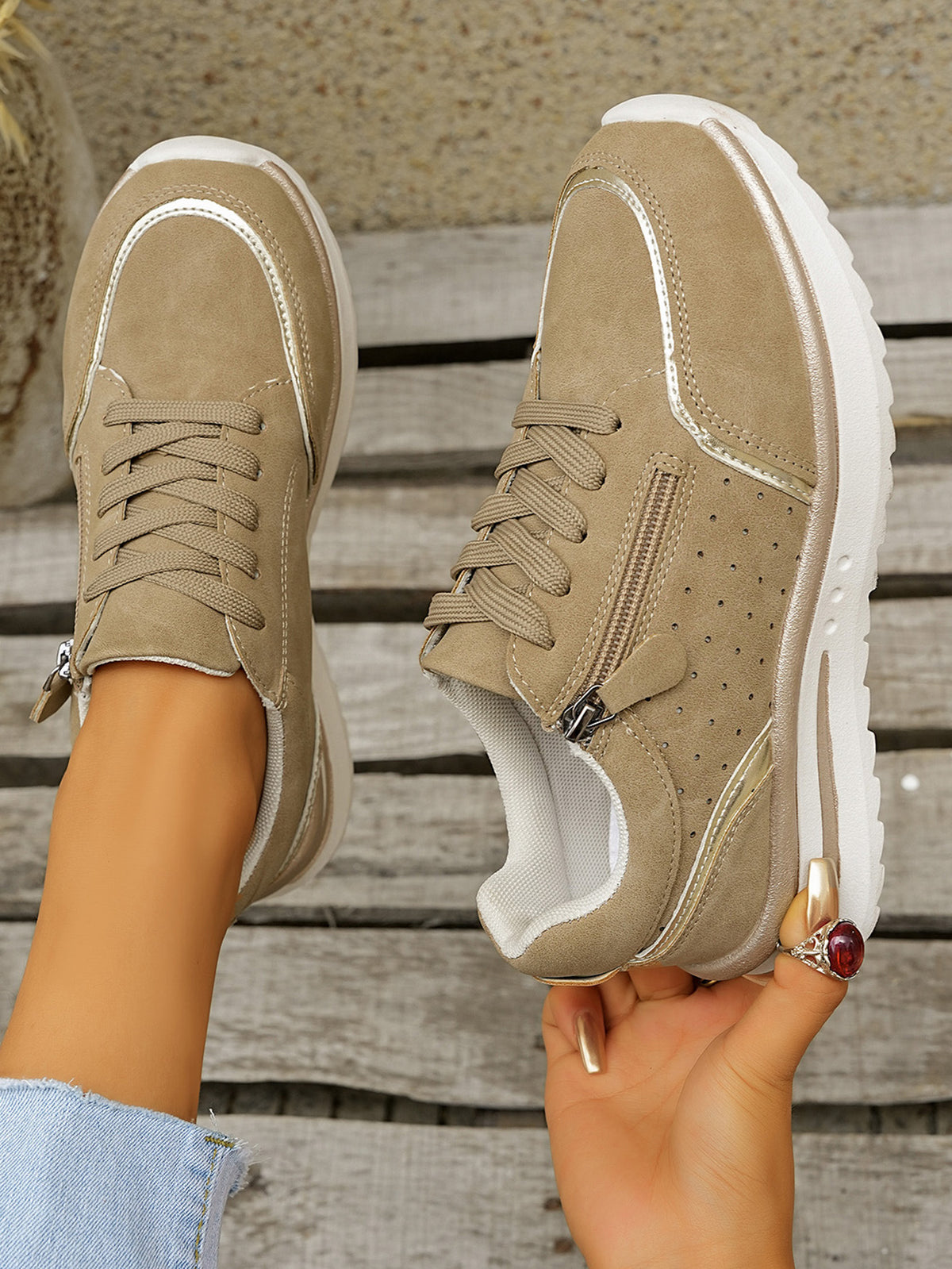 Side Zipper Breathable Athletic Shoes
