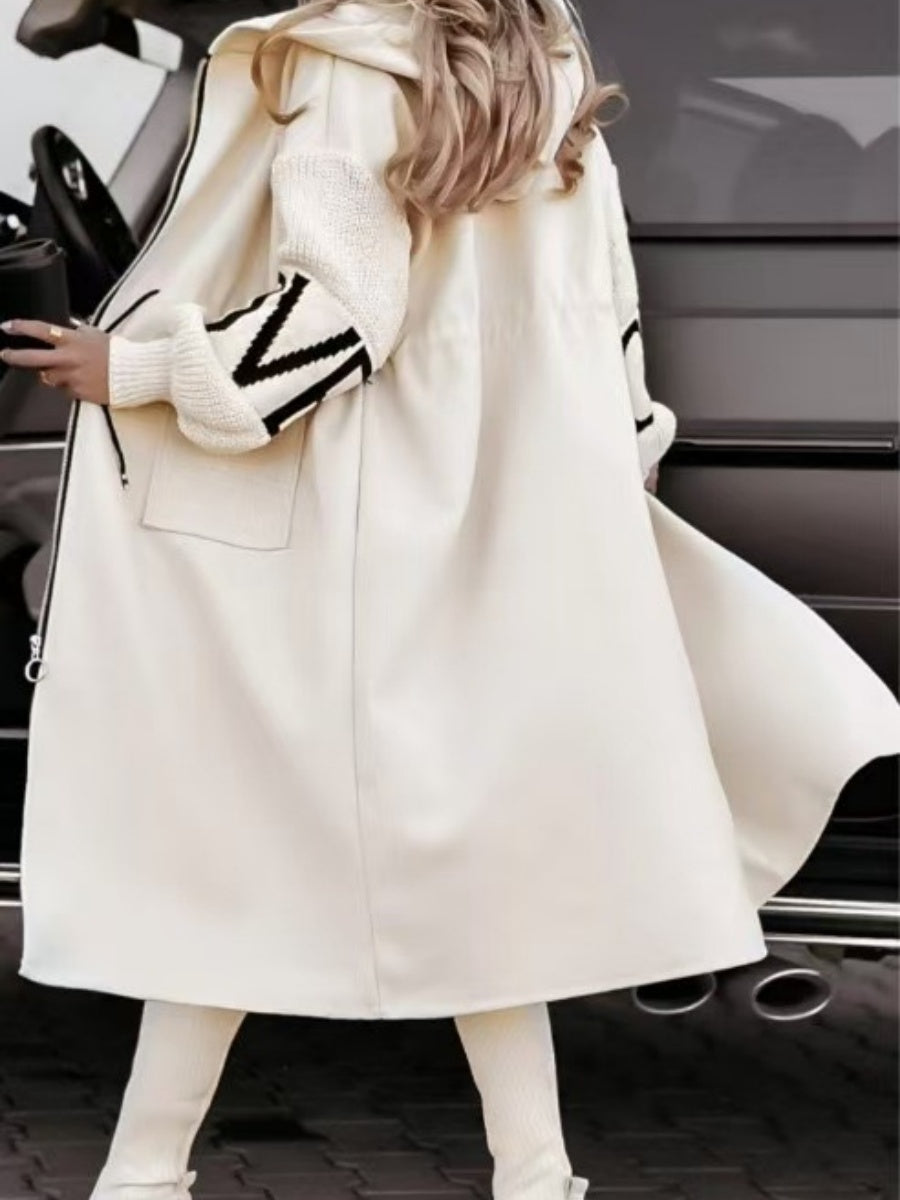 Liber Autumn Women's Pocket Letter Drawstring Long Trench Coats