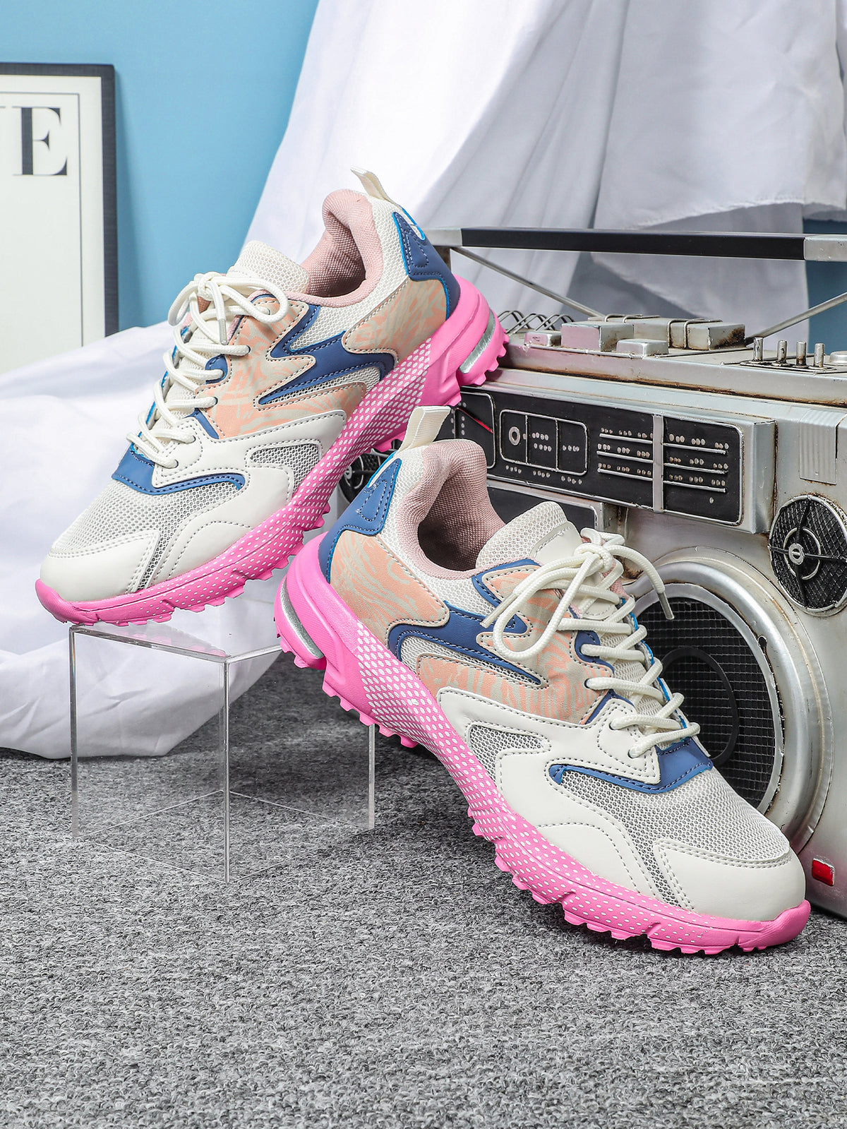 Color-blocked Platform Women's Casual Sneakers