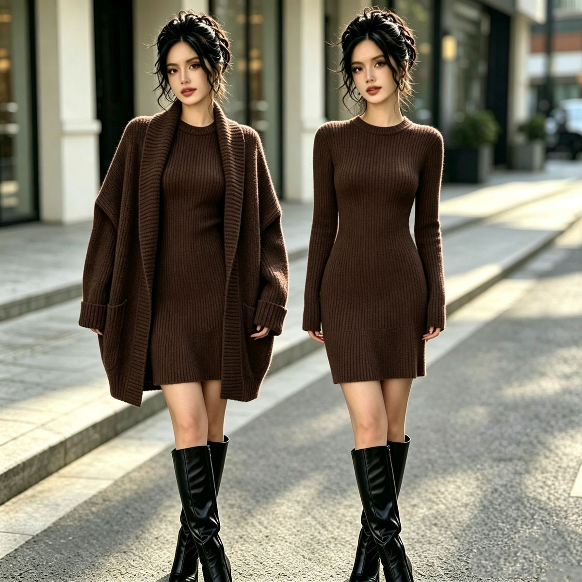 Autumn/Winter Loose Knit Cardigan Set