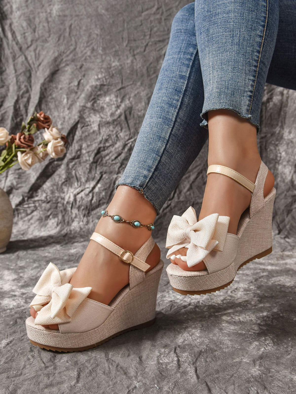 Bow Wedge Sandals
