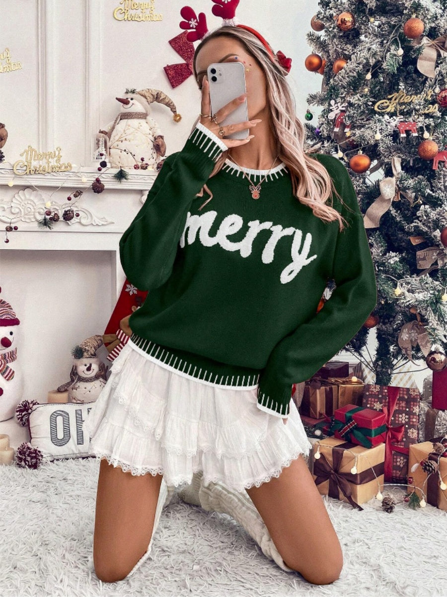 Christmas Letter Crew Neck Sweaters