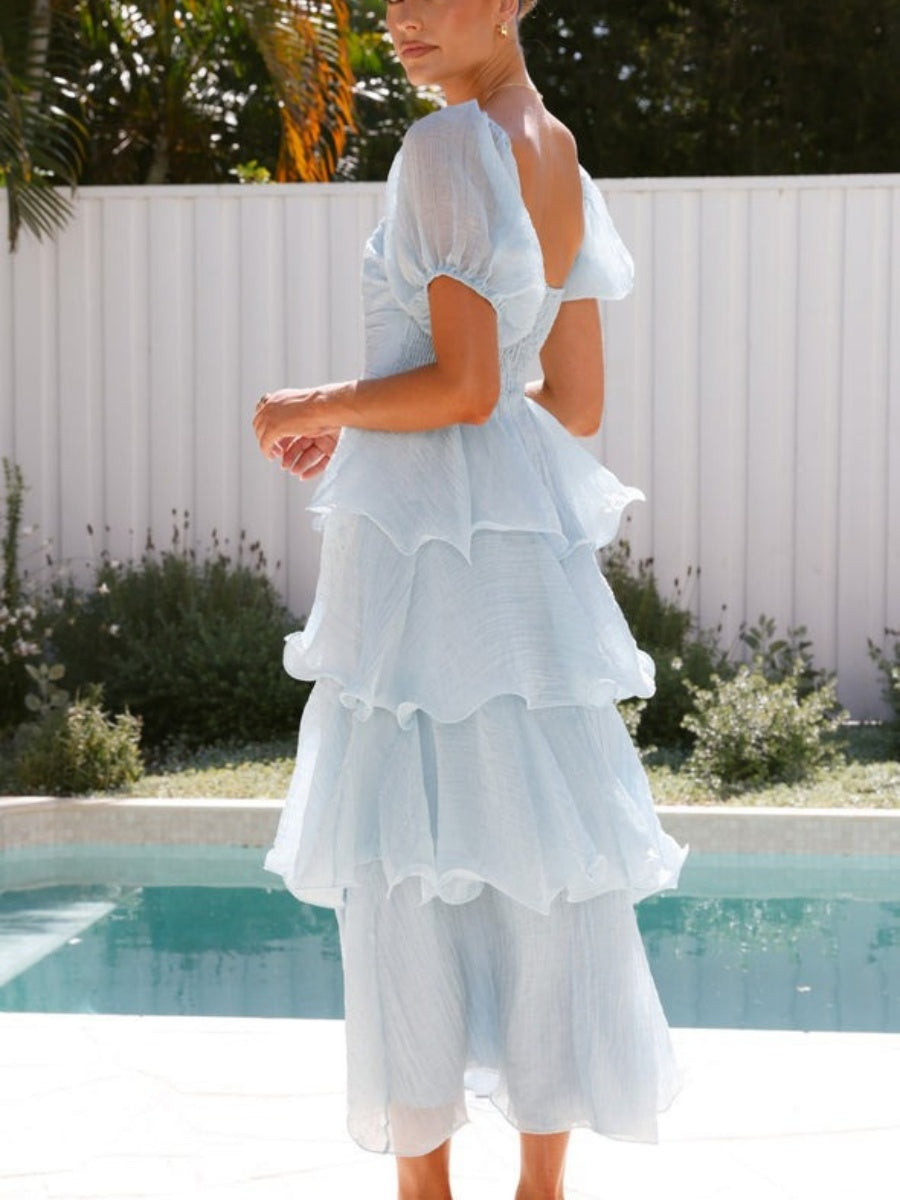 Liber Summer Women's Backless Mesh Maxi Dresses