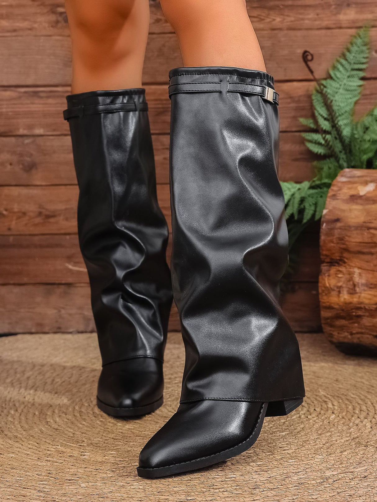 Pleated High-heeled Women's Boots