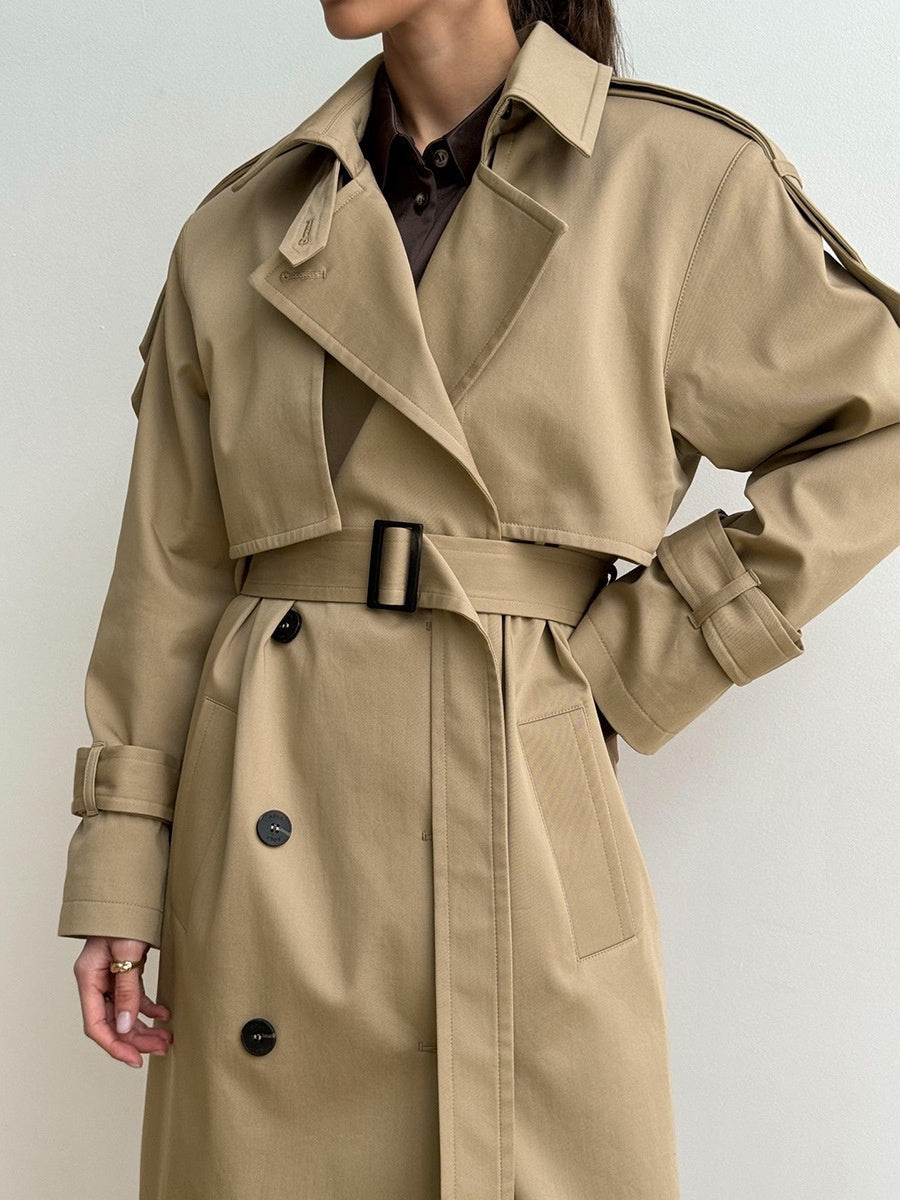 Pure Cotton Retro Loose Belted Trench Coat