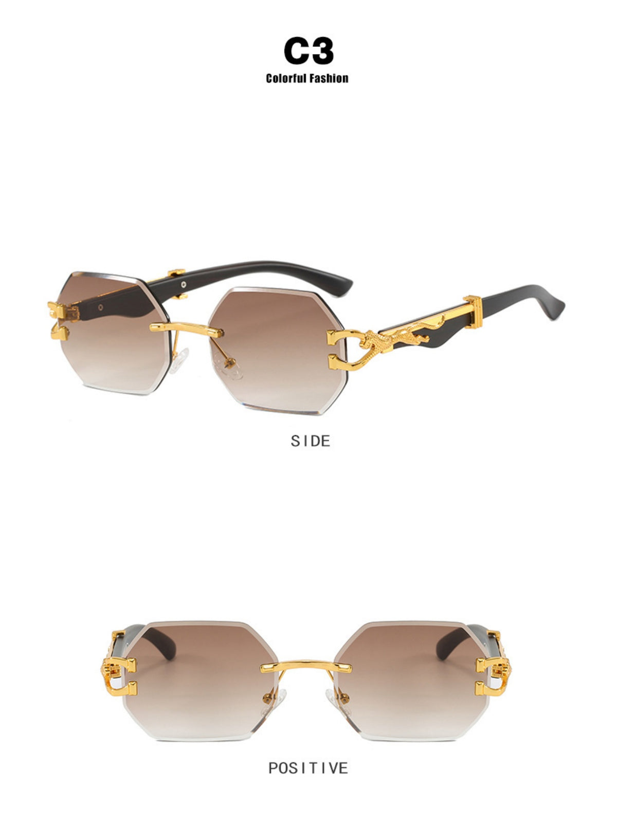 Metal Frameless Polygonal Sunglasses