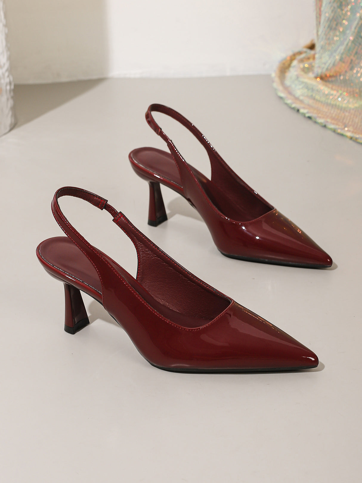 Pointed-toe Open-back High Heels