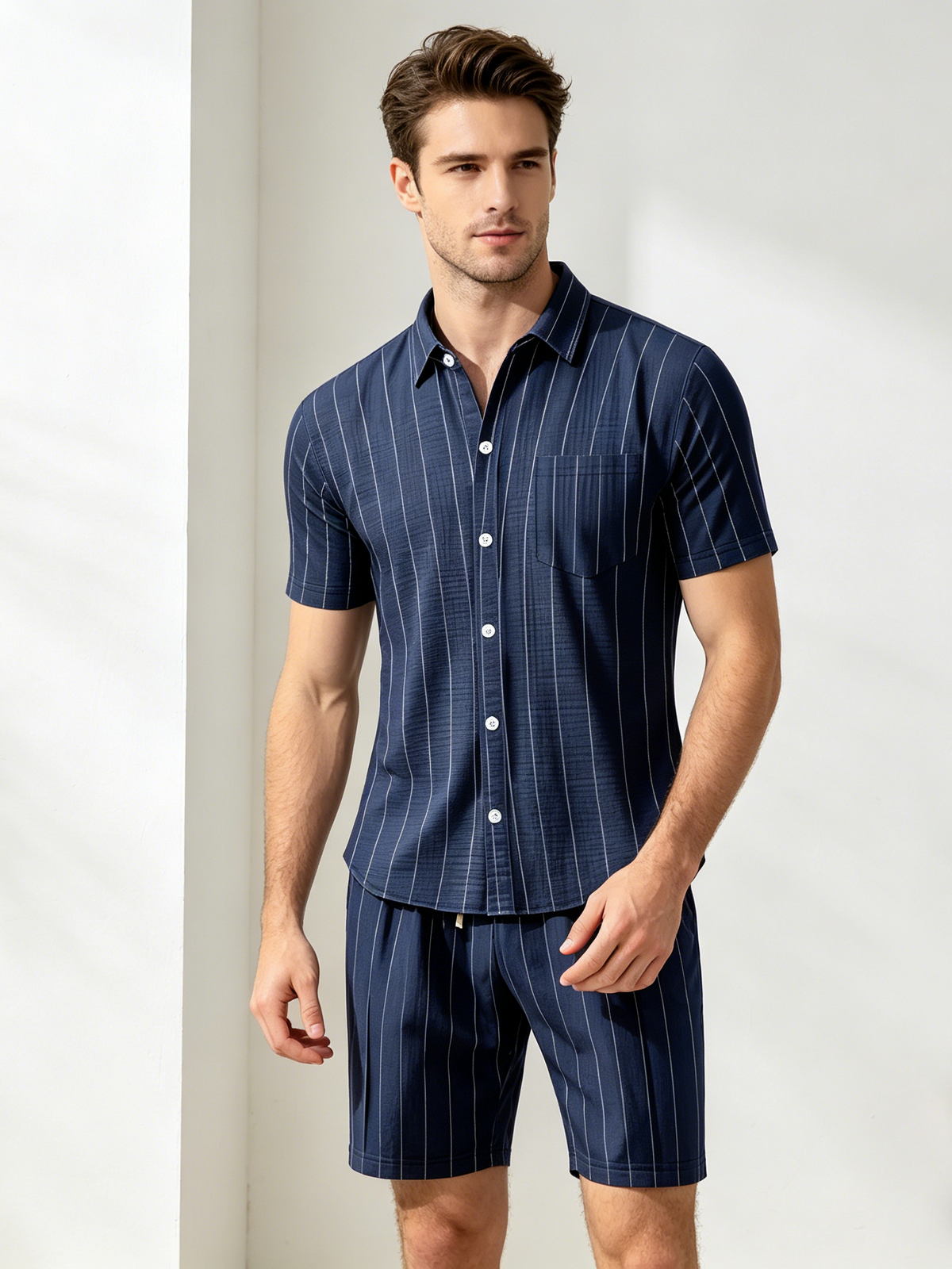 Flax Stripes Loose-fit Beach Set 2-piece Sets