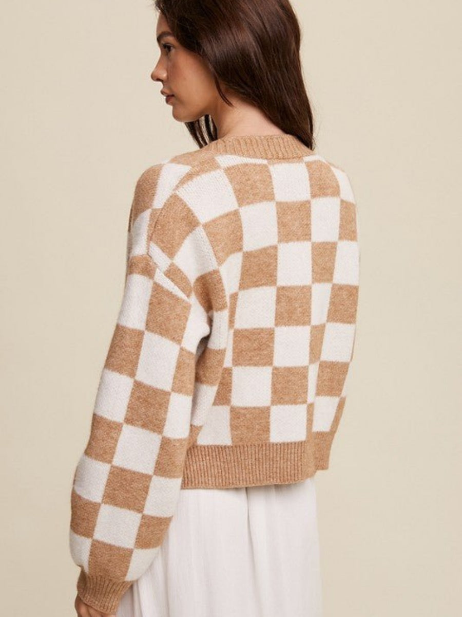 Plaid Contrasting colors Short Cardigans